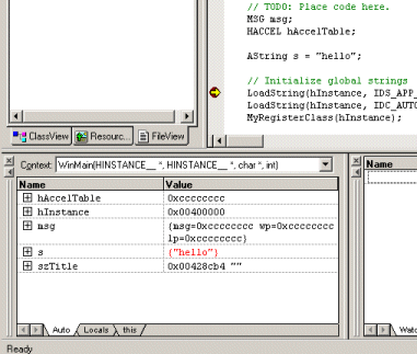 serialized object info in the debugging windows